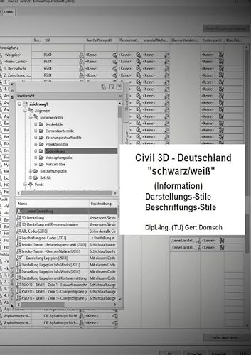 Cvil 3D Deutschland / Civil 3D-Deutschland, 2. Buch, "schwarz/weiß" (Information), Darstellungs-Stile, Beschriftungs-Stile: 2. Buch, Autodesk Civil 3D ... Hintergrund, Hinweise für die Anwendung
