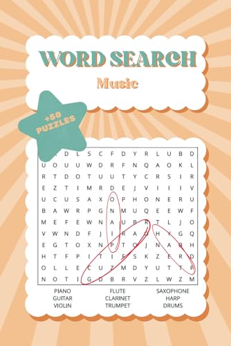 Music Word Search Puzzle Book: 54 Puzzles with Answers, Easy to Read Print, Great for Relaxation and Brain Training, For Adults, Seniors, and Teens (Yani Doodle Word Search Series) von Independently published