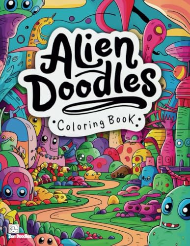 Alien Doodles Coloring Book: 50 Bold and Easy Relaxing Landscape Drawings (Heavenly Patterns, Band 21) von Independently published