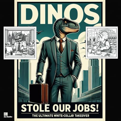 Dinos Stole Our Jobs Adult Coloring Book: Funny Dinosaur Coloring Book of Them Doing 40 Different Human Jobs Including Personal Trainer, Barista, Surf Coach and Dentist! von Independently published