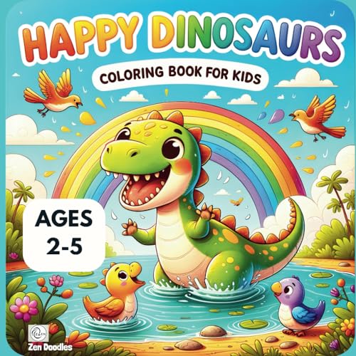 Happy Dinosaur Coloring Book for Kids Ages 2-5: 50 Easy and Cute Coloring Pages for Toddlers and Pre-School Boys and Girls von Independently published