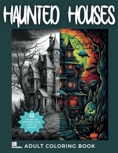 Haunted Houses: A Scary and Ghostly Coloring Book for Adults and Teens von Independently published