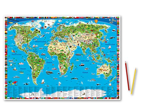 Erlebniskarte „Illustrierte Weltkarte“ Schreibunterlage Erlebniskarte „Illustrierte Weltkarte“ Schreibunterlage