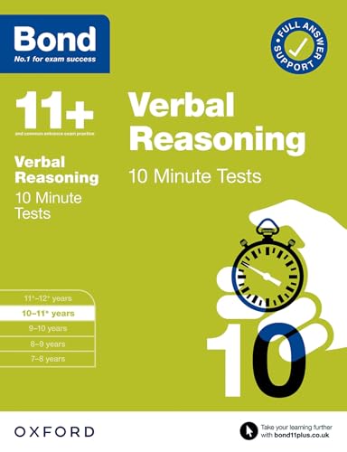 Bond 11+: Bond 11+ 10 Minute Tests Verbal Reasoning 10-11 years: For 11+ GL assessment and Entrance Exams