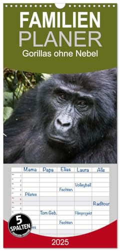 Familienplaner 2025 - Gorillas ohne Nebel mit 5 Spalten (Wandkalender, 21 cm x 45 cm), CALVENDO von CALVENDO