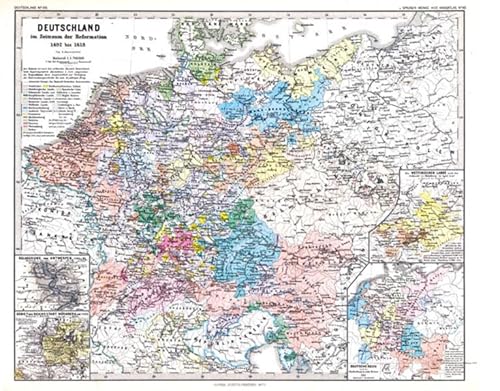 Historische Karte: Die Reformation - DEUTSCHLAND 1492 bis 1618 (Plano)