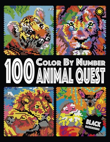 100 Animal Quest Color By Number (Black Backgrounds): color quest activity book with 12-color palette von Independently published