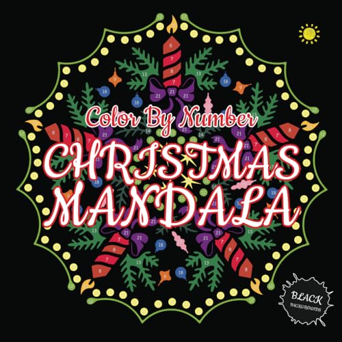Christmas Mandala Color By Number (Black Backgrounds): Color By Number Christmas Coloring Book with 30 Mandalas for Adults Relaxation von Independently published
