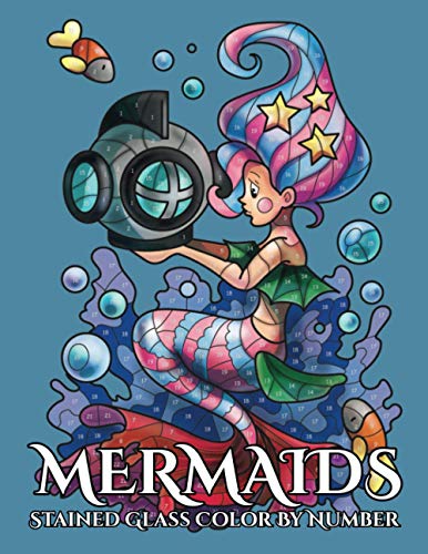 MERMAIDS Stained Glass Color By Number