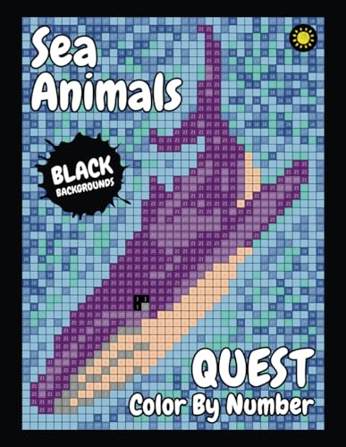 Sea Animals QUEST Color By Number (BLACK backgrounds): color quest activity coloring book for adults relaxation and stress relief von Independently published