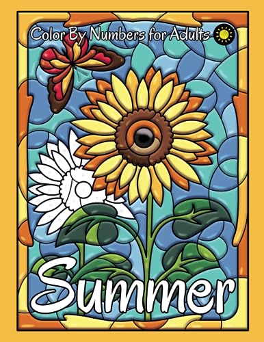 Summer Color by Numbers for Adults: Stained Glass Color by Number Coloring Book (Four Seasons Color By Number, Band 2) von Independently published