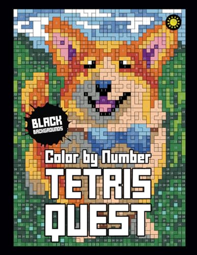 Tetris Quest Color By Number (Black Background): Color Quest Activity Coloring Book for Adults Relaxation