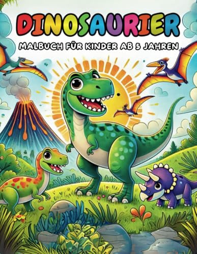Dinosaurier Malbuch für Kinder ab 5 Jahren: Lustiges Ausmalbuch mit spannenden Fakten - Kreativer Malspaß für Jungen & Mädchen (Malbücher und -blöcke) von Independently published