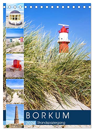Borkum Strandspaziergang (Tischkalender 2024 DIN A5 hoch), CALVENDO Monatskalender