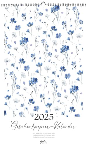 Geschenkpapierkalender 2025: Blaue Blumen von Grätz Verlag GmbH
