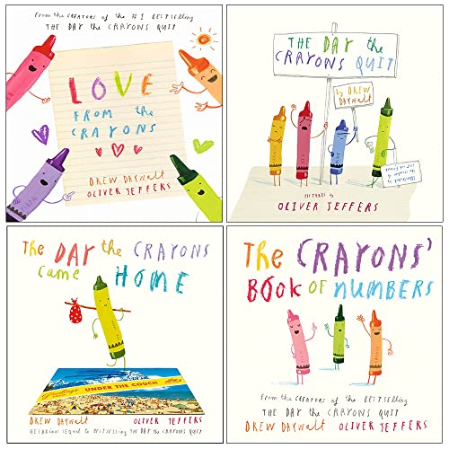 The Crayons 4 Books Collection Set By Drew Daywalt & Oliver Jeffers (Love from the Crayons [Hardcover], The Day The Crayons Quit, The Day The Crayons Came Home & [Board book] Book of Numbers)