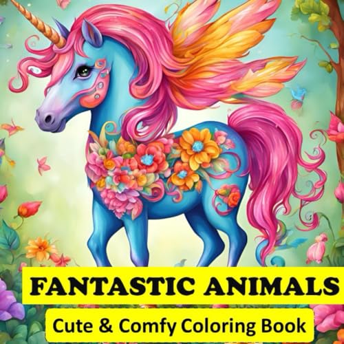 Cute Fantastic Animals: Coloring Book for Adults and Teens, Super Cute Designs of Fantastic Animals Drawings to Relax