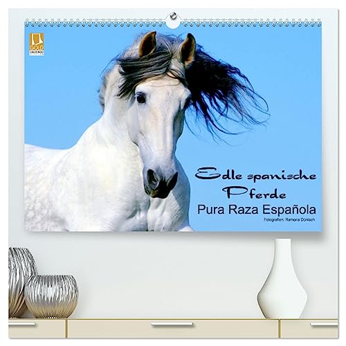 Edle spanische Pferde - Pura Raza Espanola (hochwertiger Premium Wandkalender 2025 DIN A2 quer), Kunstdruck in Hochglanz von CALVENDO