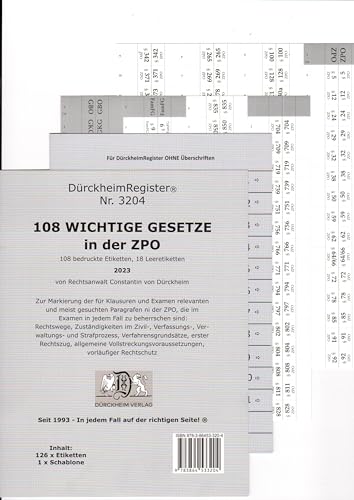 DürckheimRegister® -FamFG+ZPO- WICHTIGE §§ 2022: 155 Registeretiketten (sog. Griffregister) für dein FamFG und die ZPO • Mit den wichtigsten ... In jedem Fall auf der richtigen Seite® von Dürckheim Verlag