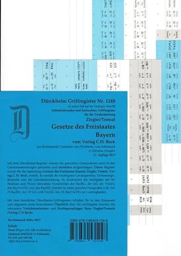 Gesetze des Freistaates Bayern / Griffregister Nr. 1248 (2017/2018) Ziegler-Tremel: 128 selbstklebende und bedruckte Griffregister: 128 selbstklebende ... VwGO, Art. 35 BayVwVfG, Art. 63 BayWG etc.)