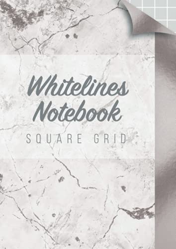 Whitelines notebook square grid: grey background white square pages for drawing writing engineer and journaling with marble cover