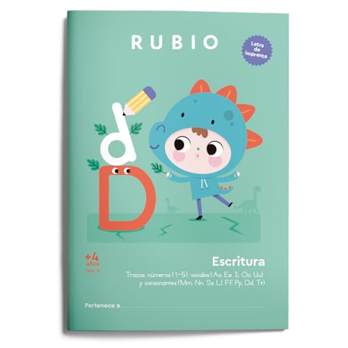 Escritura con letra de imprenta (+4 años). Vol. 1: Trazos, números (1-5), vocales (Aa, Ee, Ii, Oo, Uu) y consonantes (Mm, Nn, Ss, Ll, Ff, Pp, Dd, Tt) (Escritura con Letra de Imprenta RUBIO) von Editorial Rubio