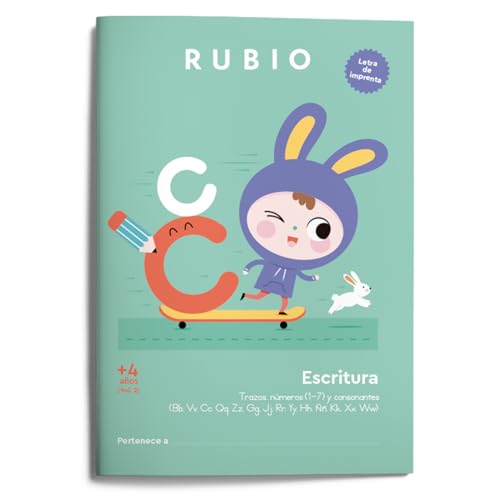 Escritura con letra de imprenta (+4 años). Vol. 2: Trazos, números (1-7) y consonantes (Bb, Vv, Cc, Qq, Zz, Gg, Jj, Rr, Yy, Hh, Ññ, Kk, Xx, Ww) (Escritura con Letra de Imprenta RUBIO) von Editorial Rubio