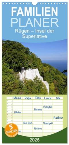 Familienplaner 2025 - Rügen – Insel der Superlative mit 5 Spalten (Wandkalender, 21 cm x 45 cm), CALVENDO