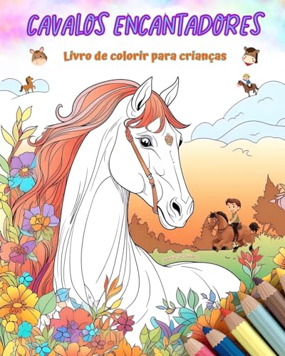 Cavalos encantadores - Livro de colorir para crianças - Cenas criativas e engraçadas de cavalos felizes: Desenhos encantadores que estimulam a criatividade e a diversão das crianças von Blurb