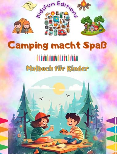 Camping macht Spaß - Malbuch für Kinder - Kreative und spielerische Designs, die das Leben im Freien fördern: Inspirierende Sammlung von bezaubernden Campingszenen für Kinder von Blurb Inc