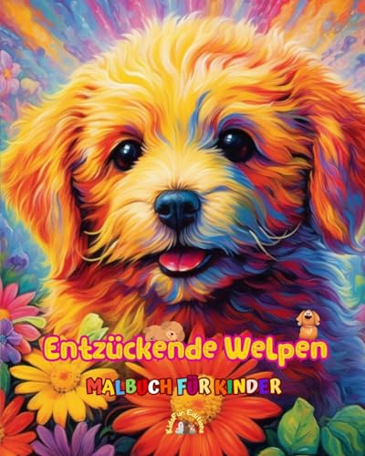 Entzückende Welpen - Malbuch für Kinder - Kreative und lustige Szenen lächelnder Hunde: Bezaubernde Zeichnungen, die Kreativität und Spaß für Kinder fördern von Blurb
