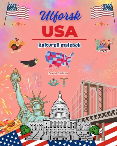 Utforsk USA - Kulturell malebok - Kreativ design av amerikanske symboler: Ikoner fra amerikansk kultur blandet i en fantastisk malebok von Blurb