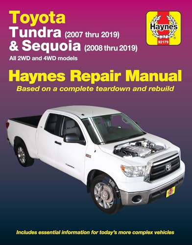 Toyota Tundra 2007 Thru 2019 and Sequoia 2008 Thru 2019 Haynes Repair Manual: All 2wd and 4WD Models: 41821 (Hayne's Automotive Repair Manual) von Haynes Manuals N. America, Inc.