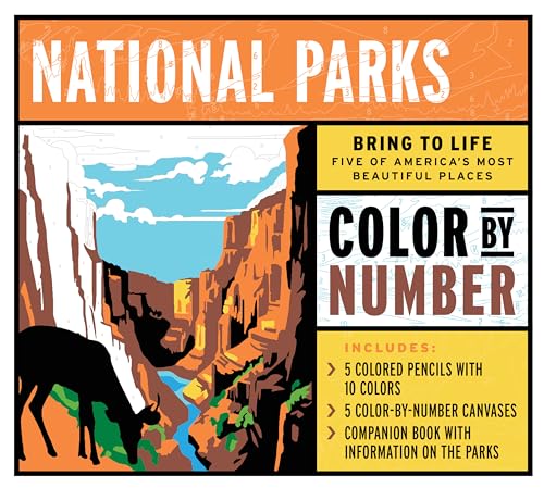 National Parks Color by Number Kit: Bring to Life Five of America's Most Beautiful Places – Includes: 5 Colored Pencils with 10 Colors, 5 ... Companion Book with Information on the Parks von Chartwell Books