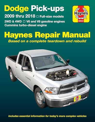 Dodge V6 & V8 Gas & Cummins Turbo-Diesel Pick-Ups (09-18) Haynes Repair Manual: Full-Size Models * 2wd & 4WD * V6 and V8 Gasoline Engines * Cummins ... 2009-16 (Hayne's Automotive Repair Manual)