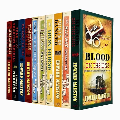 Edward Marston Railway Detective Collection 10 Books Set (Points of Danger, Railway to the Grave, The Railway Viaduct, Excursion Train, Ticket to Oblivion, Circus Train Conspiracy & MORE!)