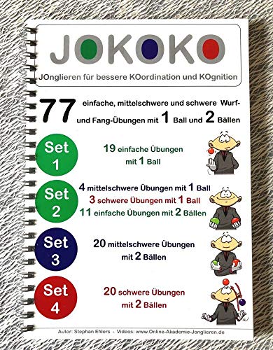 JOKOKO Sets 1, 2, 3 + 4 im DIN A5-Ringbuch: 77 Wurf- und Fangübungen mit 1 und 2 Bällen von FQL Publishing