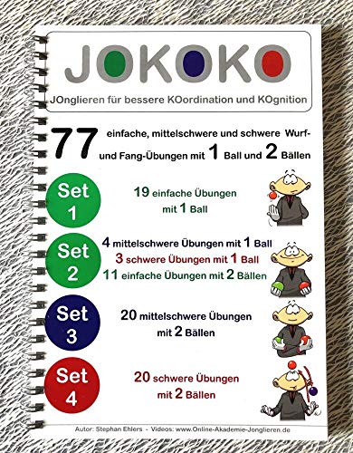 JOKOKO Sets 1, 2, 3 + 4 im DIN A5-Ringbuch: 77 Wurf- und Fangübungen mit 1 und 2 Bällen