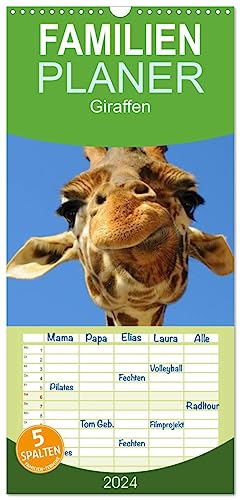 Familienplaner 2024 - Giraffen mit 5 Spalten (Wandkalender, 21 cm x 45 cm) CALVENDO von CALVENDO
