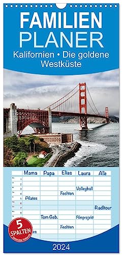 Familienplaner 2024 - Kalifornien • Die goldene Westküste mit 5 Spalten (Wandkalender, 21 cm x 45 cm) CALVENDO