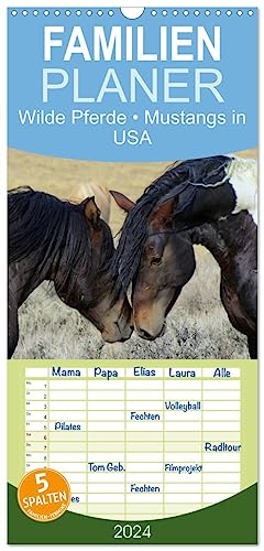 Familienplaner 2024 - Wilde Pferde • Mustangs in USA mit 5 Spalten (Wandkalender, 21 cm x 45 cm) CALVENDO