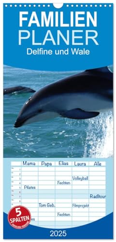 Familienplaner 2025 - Delfine und Wale mit 5 Spalten (Wandkalender, 21 cm x 45 cm), CALVENDO