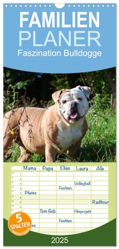 Familienplaner 2025 - Faszination Bulldogge mit 5 Spalten (Wandkalender, 21 cm x 45 cm), CALVENDO