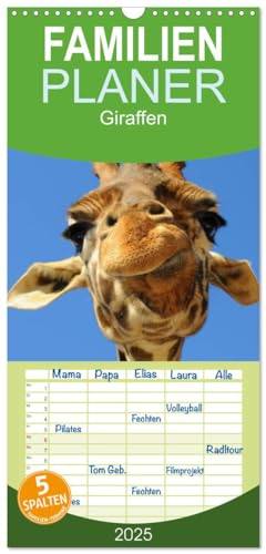 Familienplaner 2025 - Giraffen mit 5 Spalten (Wandkalender, 21 cm x 45 cm), CALVENDO