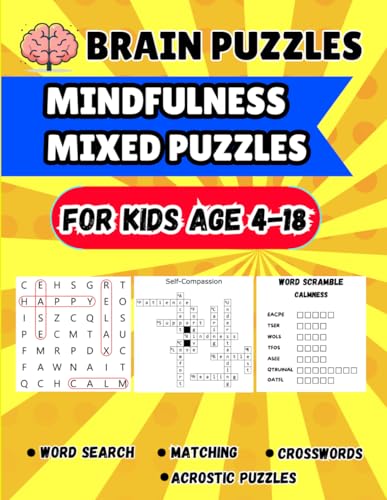 Brain Puzzles: Mindfulness Puzzle Book for Kids 4-18