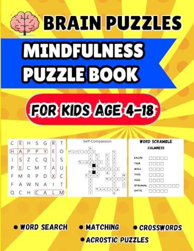 Brain Puzzles: Mindfulness Puzzle Book for Kids 4-18