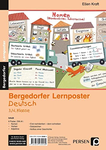 Lernposter Deutsch 3./4.Klasse: 6 Poster für den Klassenraum (Bergedorfer® Lernposter)