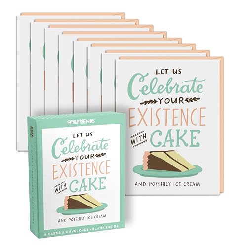 Em & Friends Celebrate With Cake Card, Box of 8 Single Birthday Cards