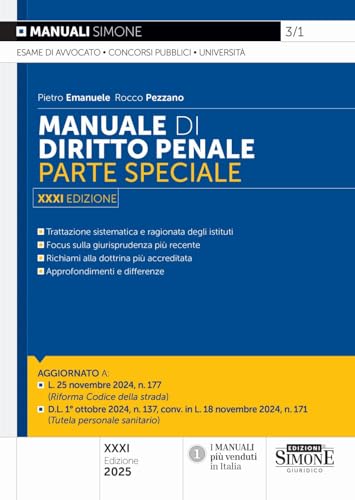 Manuale di diritto penale. Parte speciale. Nuova ediz. (Manuali) von Edizioni Giuridiche Simone