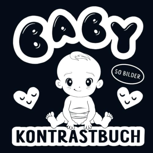 Kontrastbuch Baby - Schwarz Weiß Buch mit 50 niedlichen Bildern: Ein Baby Buch ab 0 Monate für die spielerische Förderung des Sehvermögens für Neugeborene - Perfektes Geschenk zur Geburt von Bookmundo